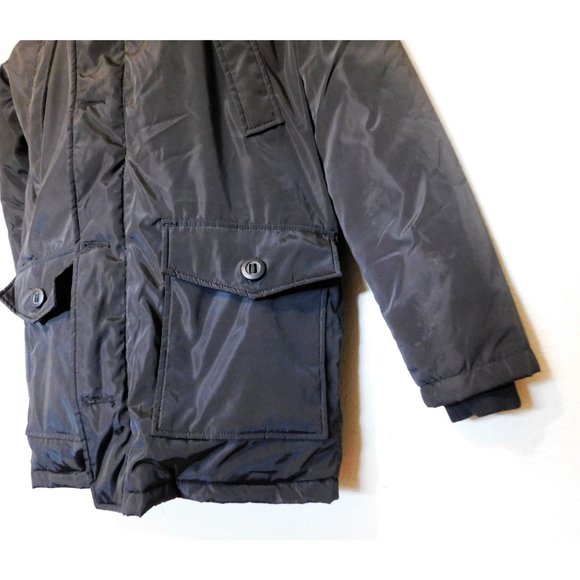 Guy Laroche Homme Puffer Winter Parka Jacket S Black Hooded Lined Long Sleeve - Picture 3 of 15